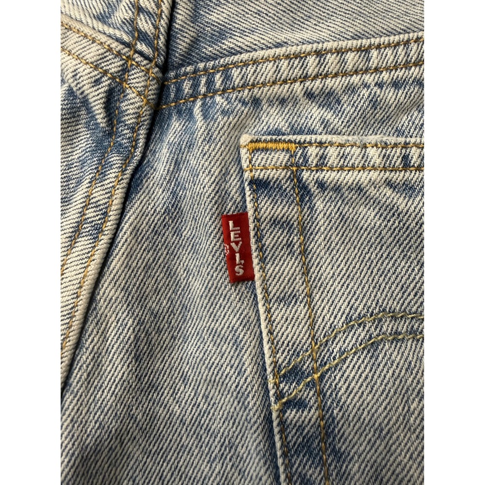 Levi's 501 Cut Off Shorts 28 Light Blue Distressed Button Fly Boho Festival - Picture 4 of 9